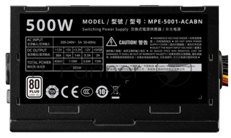 Блок питания Cooler Master Elite V4, 500W, ATX, 120mm, APFC, 80 Plus, ErP 2014