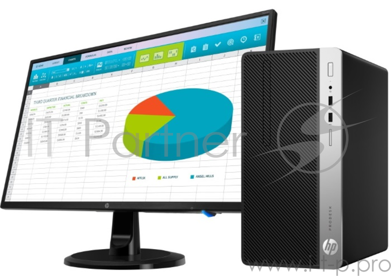 HP Bundle ProDesk 400 G6 MT Core i5-9500,8GB,256GB SSD,DVD,USB kbd&mouse,Intel 9560 AC 2x2 BT,DP Port,FreeDOS,1-1-1 Wty +HP Monitor N246v 23.8in