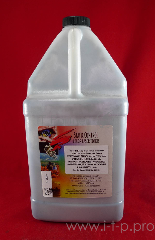 Тонер Static Control Универсальный для Oki C3300N/5500, Bk, 1 кг, флакон