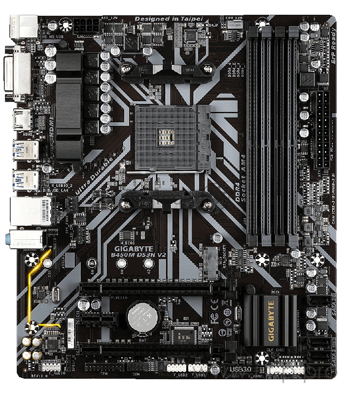 Материнская плата AMD B450 SAM4 MATX B450M DS3H V2 GIGABYTE