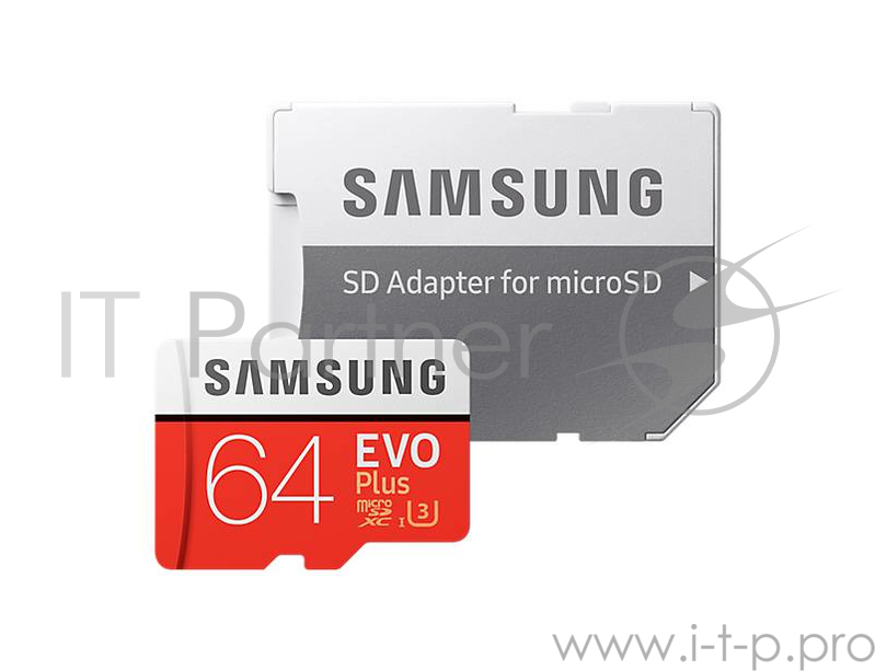 Карта памяти 64ГБ Samsung EVO Plus MB-MC64GA/RU microSD XC UHS-I Class10 + адаптер