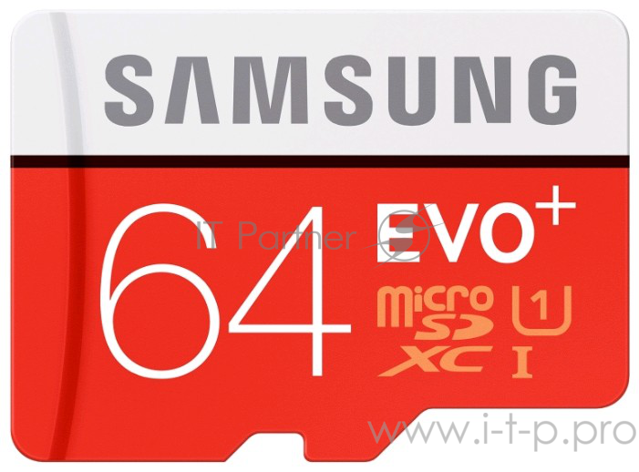 Карта памяти 64ГБ Samsung EVO Plus MB-MC64GA/RU microSD XC UHS-I Class10 + адаптер