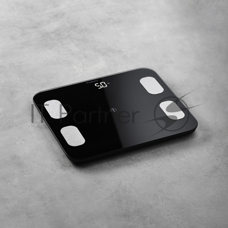 Весы Scarlett SC-BS33ED46 (черный)Тип: Диагностические Материал корпуса: ABS-пластик и закаленное стекло Максимальный вес, кг: 150 Цена деления, г: 100 Измерение уровня жира: Да Измерение уровня воды: Да Измерение мышечной массы: Да Измерение костной