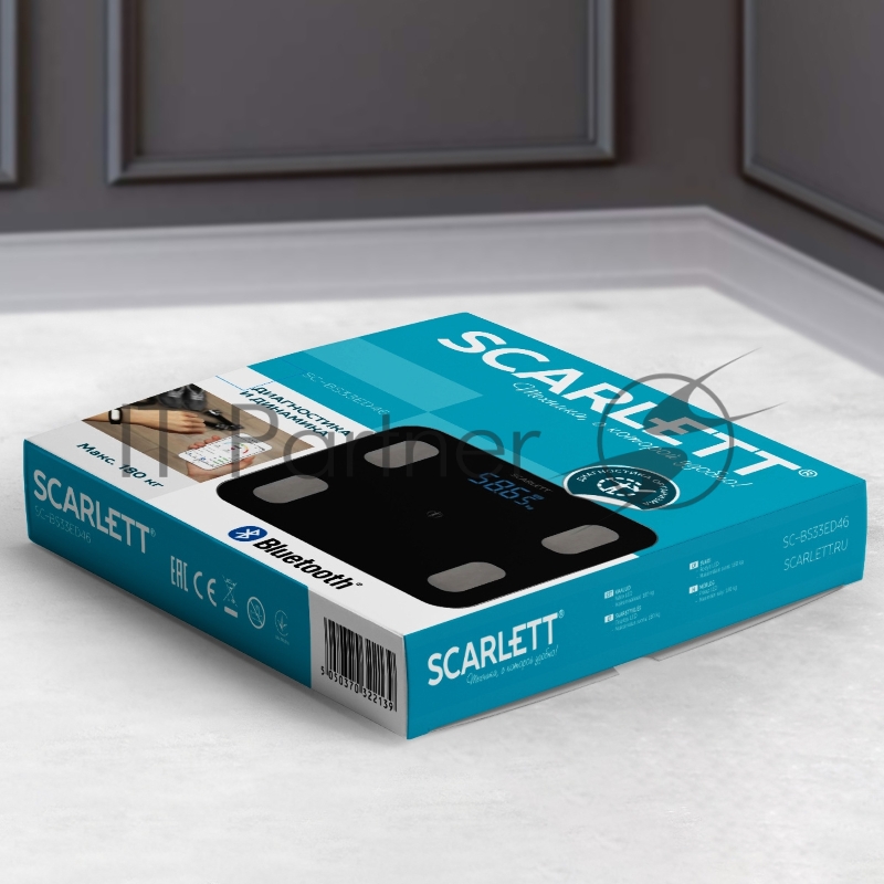 Весы Scarlett SC-BS33ED46 (черный)Тип: Диагностические Материал корпуса: ABS-пластик и закаленное стекло Максимальный вес, кг: 150 Цена деления, г: 100 Измерение уровня жира: Да Измерение уровня воды: Да Измерение мышечной массы: Да Измерение костной