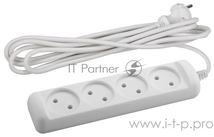 Удлинитель ЭРА Б0028363 U-4-5m-2x1 без заземления 4 гнезда 5 м {полипропилен, 2х1 мм2}