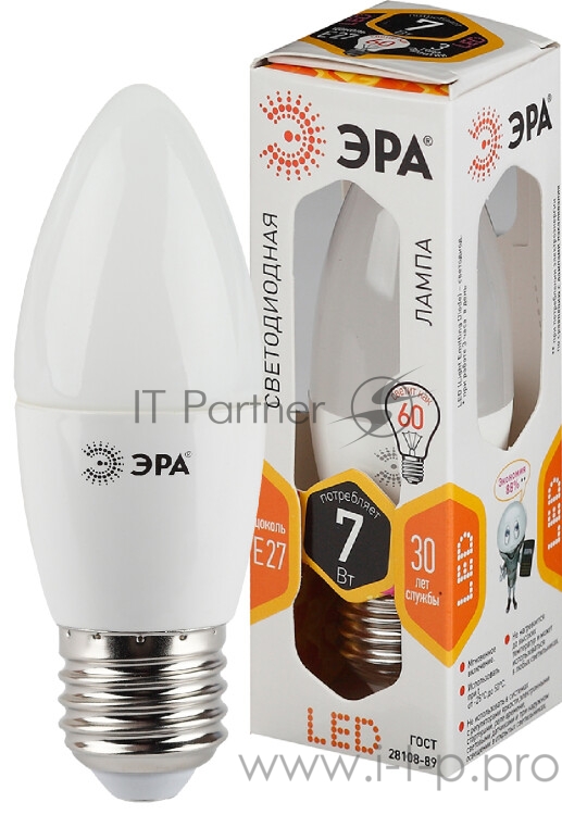 ЭРА Б0028479 Светодиодная лампа свеча LED smd B35-7w-827-E27..
