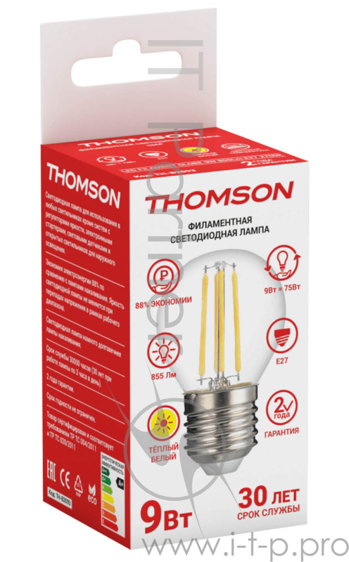 Лампа светодиодная Hiper THOMSON LED FILAMENT GLOBE 11W 1100Lm E27 4500K TH-B2096