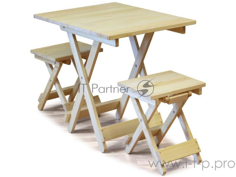 Набор МАГАРЫЧ стол раскладной + 2 раскладных стула, туристический дерево