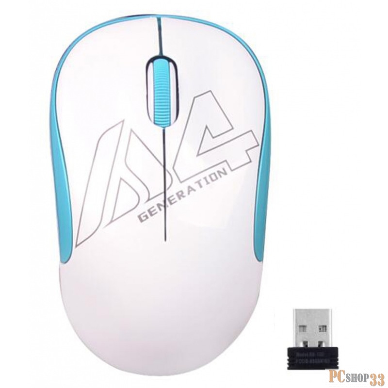 Мышь A4 V-Track G3-300N белый/голубой оптическая (1000dpi) беспроводная USB для ноутбука (3but)