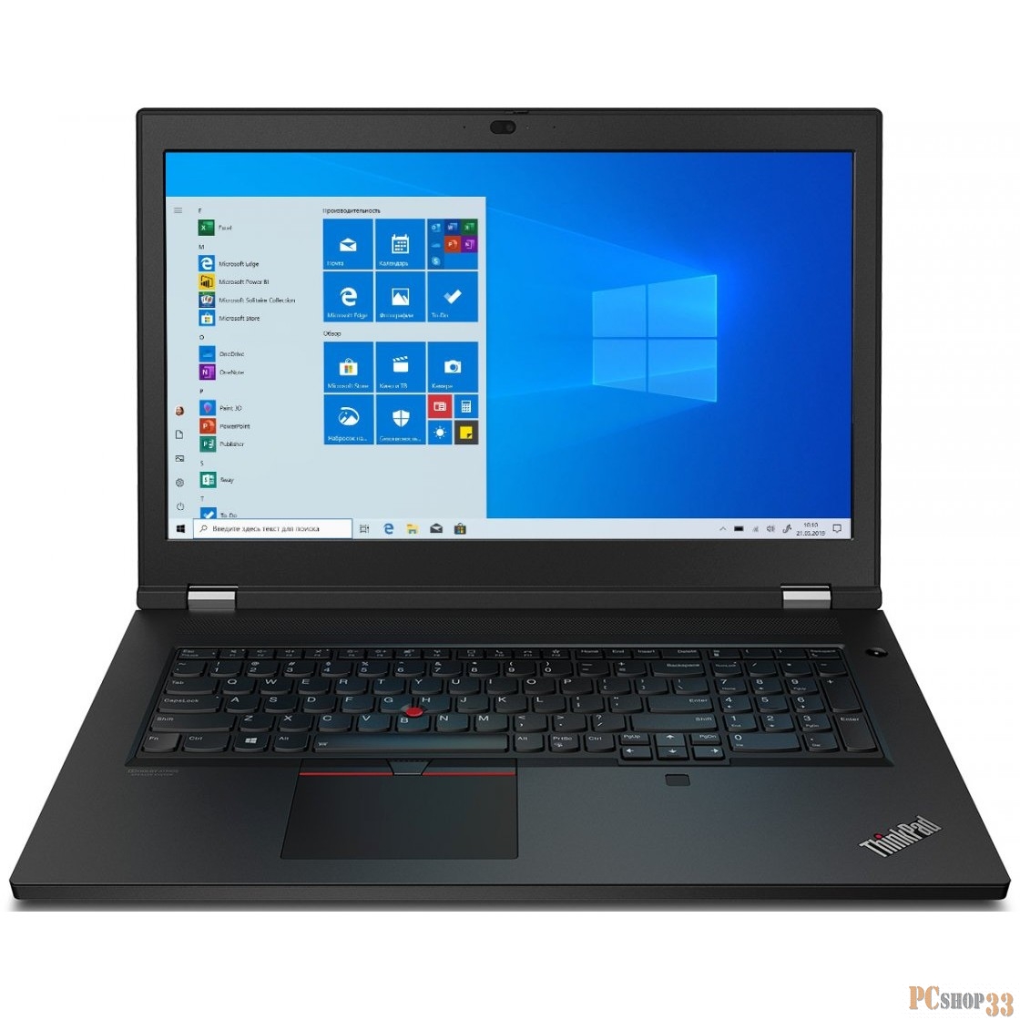 Ноутбук ThinkPad P17 Gen 1 17.3 UHD (3840x2160) IPS AG 500N, i7-10750H 2.6G, 2x16GB SO-DIMM DDR4-3200, 512GB SSD M.2, T2000 4GB, WiFi 6, BT, NoWWAN, FPR, SCR,IR Cam, 6сell 94Wh,170W, Win 10 Pro, 3Y PS, 3.5kg