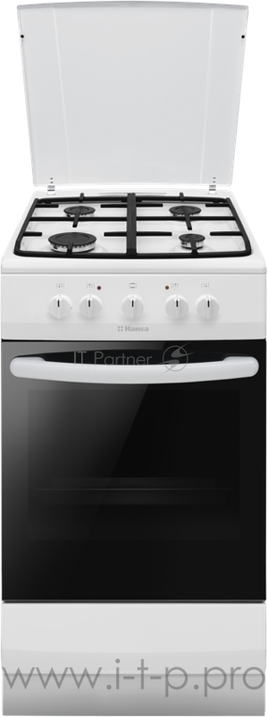 Плита Комбинированная Hansa/ 85x50x60, газовая, духовка электрическая, электрогриль, чугунные решетки, белая
