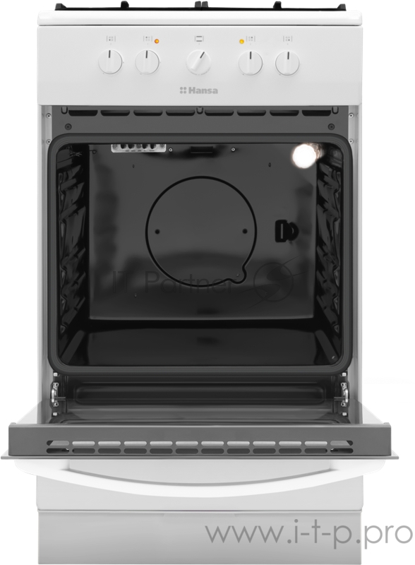 Плита Комбинированная Hansa/ 85x50x60, газовая, духовка электрическая, электрогриль, чугунные решетки, белая