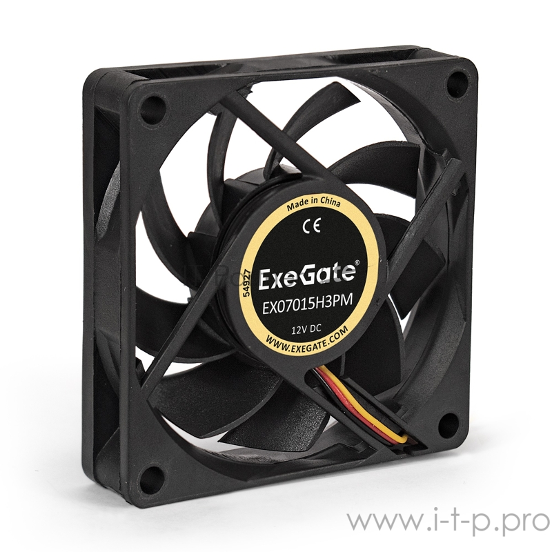 Вентилятор ExeGate EX07015H3PM, 70x70x15 мм, гидродинамический, 3pin+Molex, 3000RPM, 26dBA
