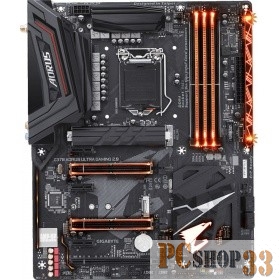 Мат. плата Socket1151 GIGABYTE Z370 AORUS ULTRA GAMING (iZ370, 4xDDR4, M.2, SATA III, RAID, 3xPCI-E, DVI, HDMI, 1Гбит LAN, USB3.1, ATX)