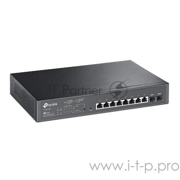 Коммутатор JetStream 10-Port Gigabit Smart Switch with 8-Port PoE+, 8× Gigabit PoE+ Ports, 2× Gigabit SFP Slots, 802.3at/af, 150 W PoE Power, 1U 13-inch Rack-mountable Steel CaseIntegration with Omada SDN Controller, 802.1Q VLAN, STP/RSTP/MSTP, IGMP