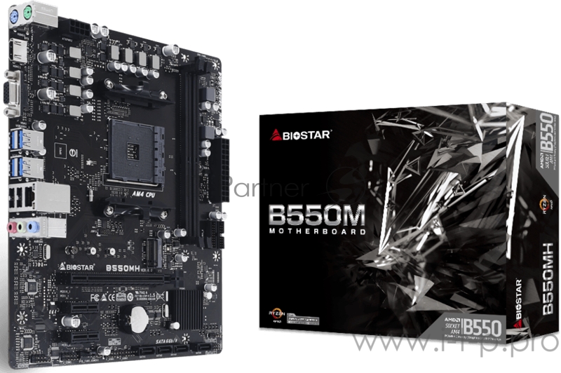 Материнская плата Biostar B550MH, Socket AM4, AMD B550, 2xDDR4-2933, D-SUB+HDMI, 1xPCI-Ex16, 2xPCI-Ex1, 4xSATA3(RAID 0/1/10), 1xM.2, 8 Ch Audio, GLan, (2+4)xUSB2.0, (4+4)xUSB3.2, 2xPS/2, mATX, RTL, {20}