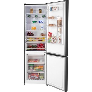 Холодильник HIBERG RFC-400DX NFGB (черное стекло)NoFrost COMBI ШхГхВ: 595х635х2000мм V=380/351 л (257л/94л) Класс A+ 4 полки Фреон R600a Полка для вина 2 выдвижных ящика. Отделение с рег. ур. влажности. кл.к. SN-T 42 дБ . Цвет: черное стекло