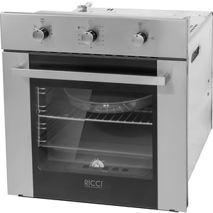Газовый духовой шкаф RICCI RGO-640IX Объем-63л.Газовый гриль. Таймер. Эмал. покрытие. Электроподжи