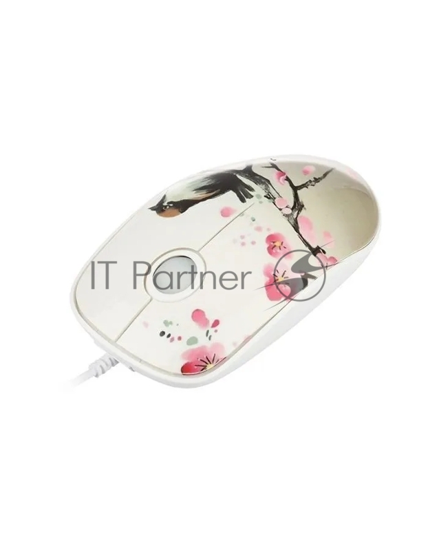 Мышь Qumo Office M43 Serenity, проводная, оптическая, голубая подсветка, 3 кноп., 1000 dpi, waterprinting