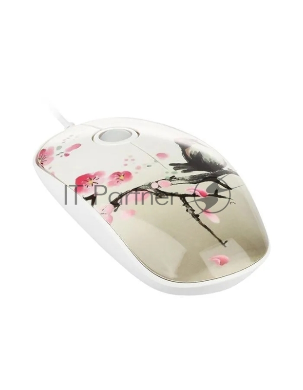 Мышь Qumo Office M43 Serenity, проводная, оптическая, голубая подсветка, 3 кноп., 1000 dpi, waterprinting