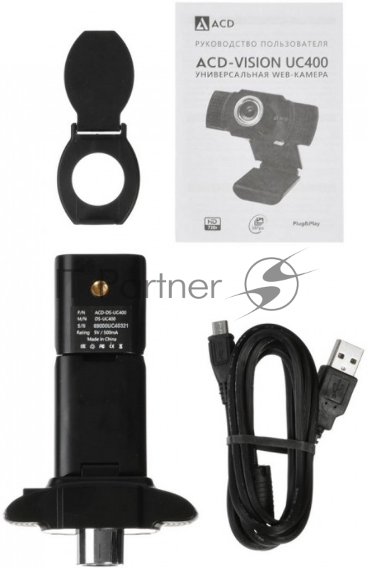WEB Камера ACD-Vision UC400 CMOS 1.3МПикс, 1280x720p, 30к/с, микрофон встр., USB 2.0, шторка объектива, универс. крепление, черный корп.