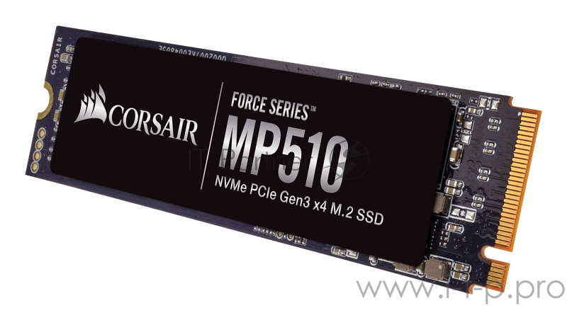 Накопитель SSD M.2 2280 480GB Corsair MP510 Client SSD CSSD-F480GBMP510B PCIe Gen3x4 with NVMe, 3480/2000, IOPS 120/490K, MTBF 1.8M, 3D TLC, 360TBW, 0.41DWPD, Heatsink, RTL