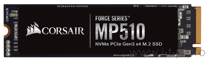 Накопитель SSD M.2 2280 960GB Corsair MP510 Client SSD CSSD-F960GBMP510B PCIe Gen3x4 with NVMe, 3480/3000, IOPS 280/700K, MTBF 1.8M, 3D TLC, 720TBW, 0.41DWPD, Heatsink, RTL