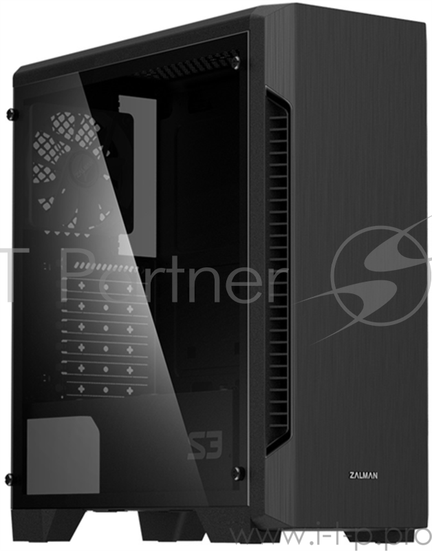Корпус MidiTower Zalman S3 TEMPERED GLASS WINDOW black (ATX, mATX, Mini-ITX, USB2.0x2, USB3.0x1, без БП) (S3 TG)