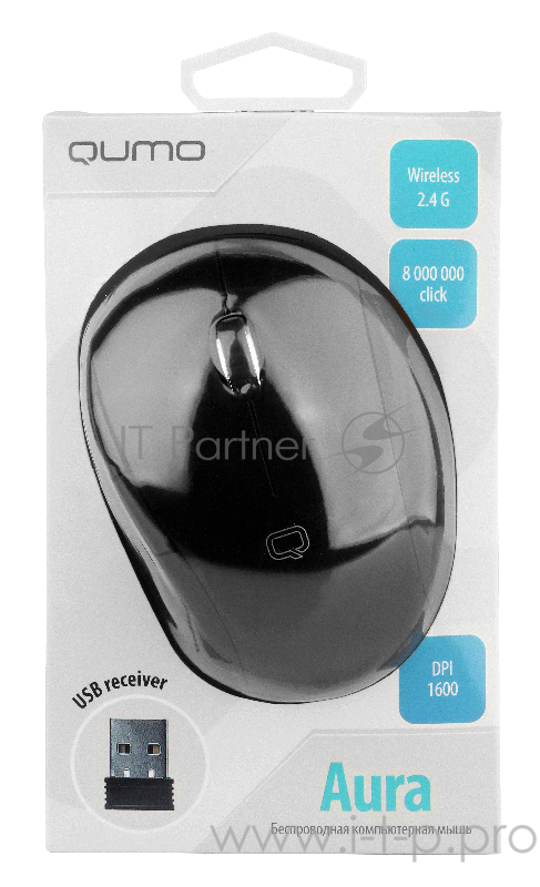 Мышь Qumo Aura M47 офис, беспроводная, оптическая, 4 кнопок, 800/1200/1600 dpi