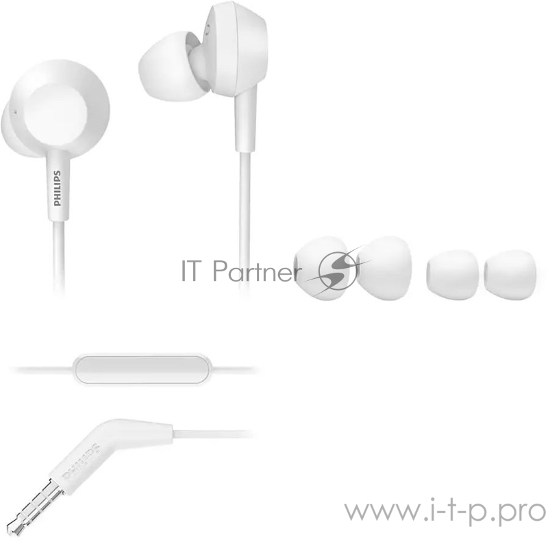 Наушники Philips Headset with microphone TAE4105 white