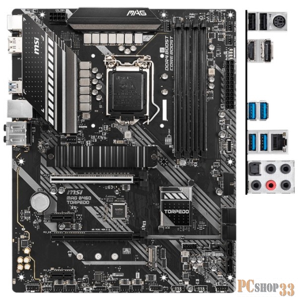 Материнская плата MSI MAG B460 TORPEDO Soc-1200 Intel B460 4xDDR4 ATX AC`97 8ch(7.1) 2.5Gg RAID+HDMI+DP