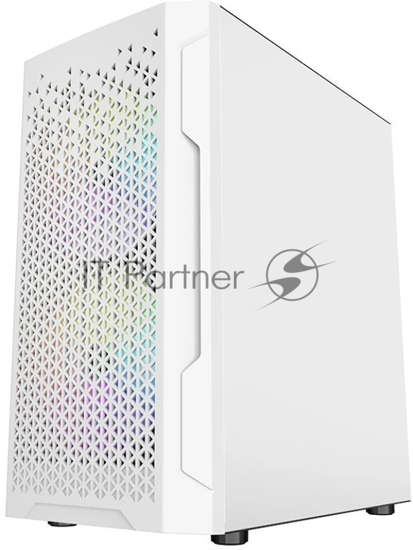 Корпус Powercase Mistral Micro Z3W Mesh LED, Tempered Glass, 2x 140mm + 1х 120mm 5-color fan, белый, mATX (CMIMZW-L3)