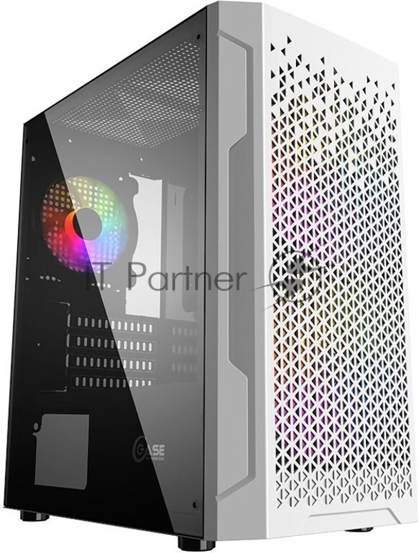 Корпус Powercase Mistral Micro Z3W Mesh LED, Tempered Glass, 2x 140mm + 1х 120mm 5-color fan, белый, mATX (CMIMZW-L3)