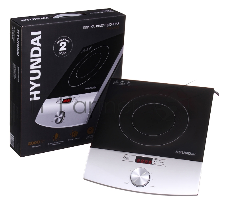 Плита Электрическая Hyundai HYC-0102 серебристый/черный стеклокерамика (настольная)