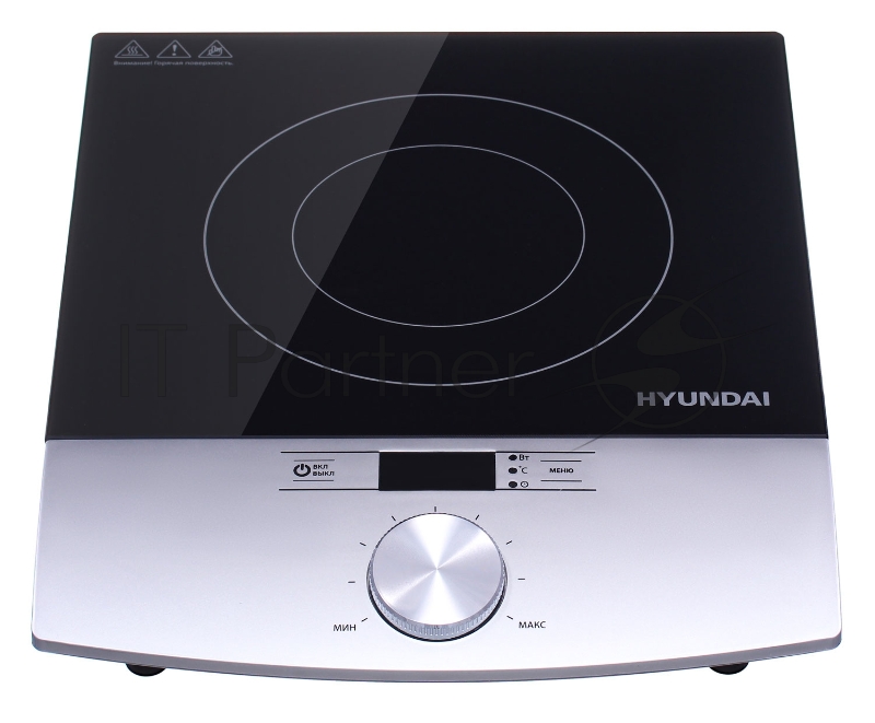 Плита Электрическая Hyundai HYC-0102 серебристый/черный стеклокерамика (настольная)