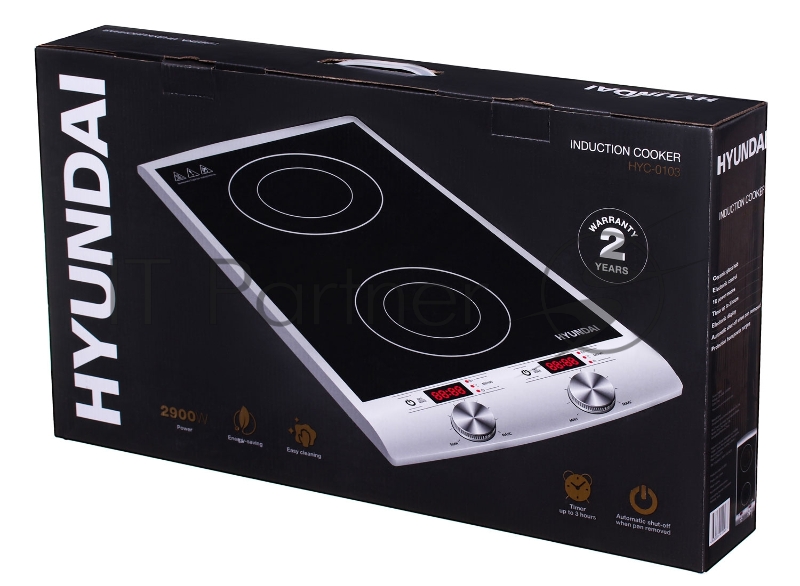 Плита Электрическая Hyundai HYC-0103 серебристый/черный стеклокерамика (настольная)