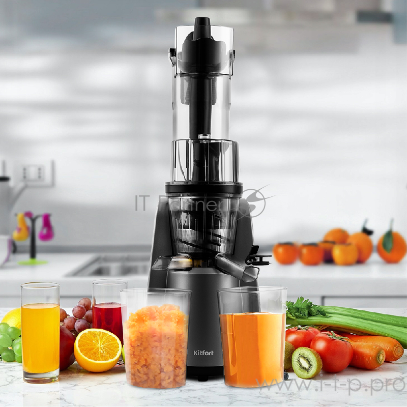 Шнековая соковыжималка Kitfort КТ-1117 Мощность: 150 Вт.Ёмкость контейнера для сока: 600 мл.