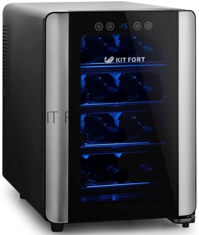 Винный шкаф Kitfort КТ-2402 черный/серебристый (однокамерный)