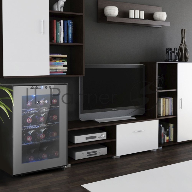 Винный шкаф Kitfort КТ-2408 черный (однокамерный)