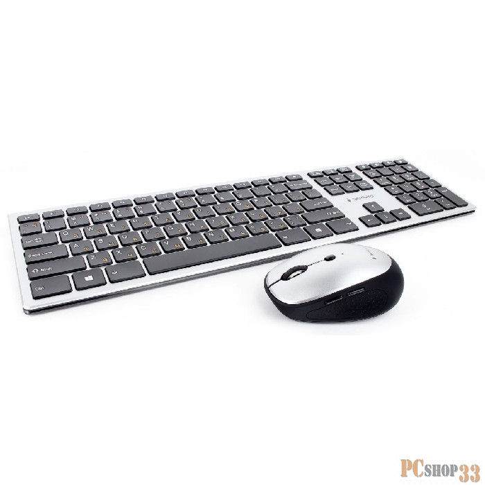 Комплект кл-ра+мышь беспров. Gembird KBS-8100, slim, BT 3.0, серебро, 109кл, 1600DPI