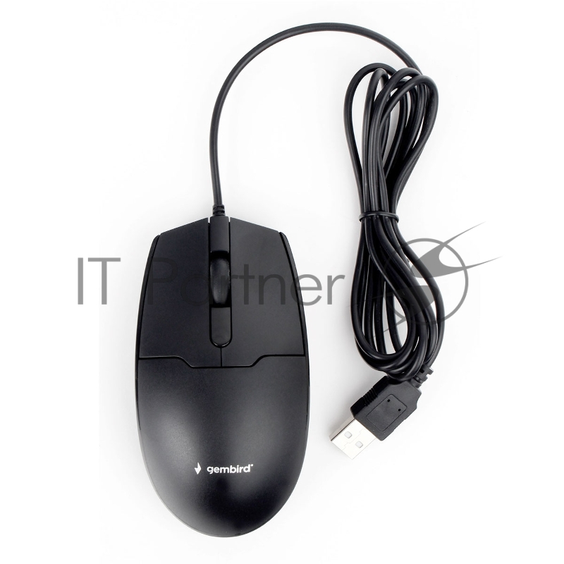 Мышь Gembird MOP-425, USB, черный, 2кн.+колесо-кнопка, 1000 DPI, кабель 1.8м