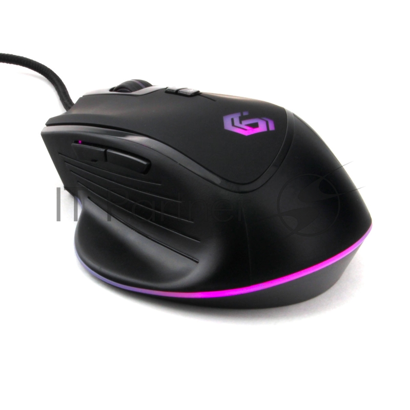 Мышь игровая Gembird MG-570, USB, черный, 7 кн, 3200 DPI, 6 реж.подсв., кабель ткан 1.8м