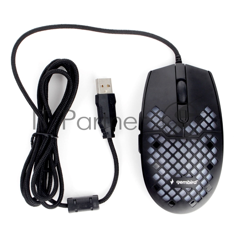Мышь игровая Gembird MG-760, USB,черн, 3200DPI, 6кн, подсвет