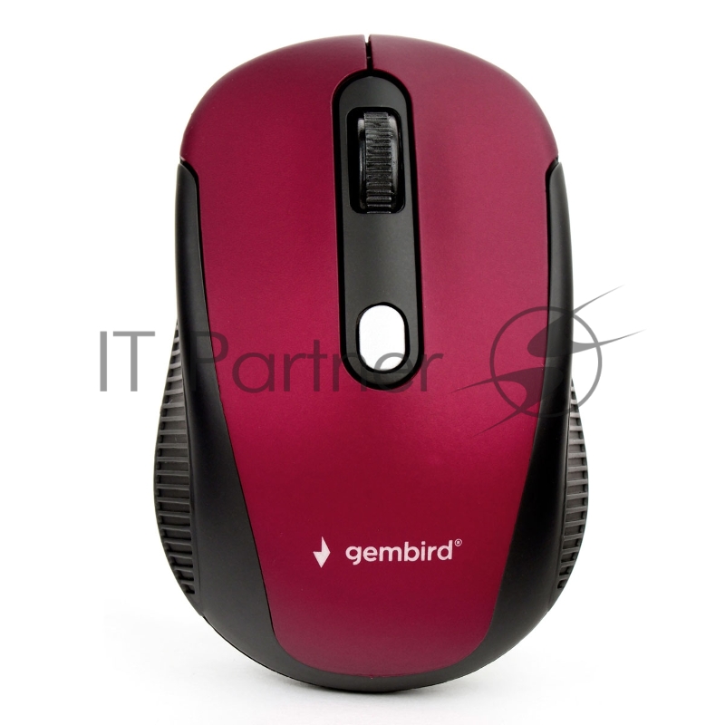 Мышь беспров. Gembird MUSW-420-1, 2.4ГГц, красный,soft touch, 4кн, 1600DPI, блистер