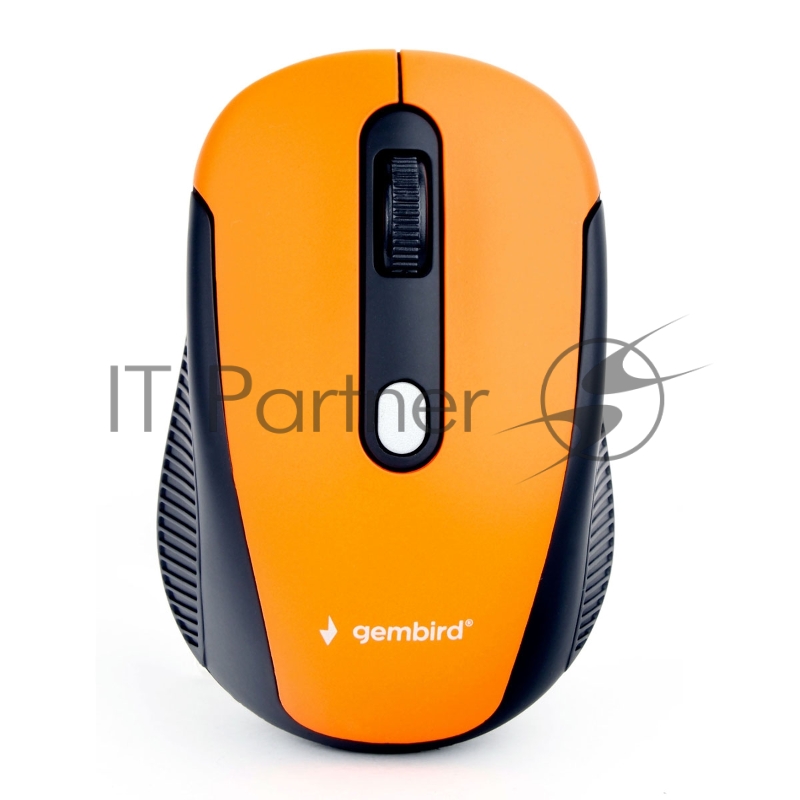 Мышь беспров. Gembird MUSW-420-3, 2.4ГГц, оранжевый,soft touch, 4кн, 1600DPI, блистер