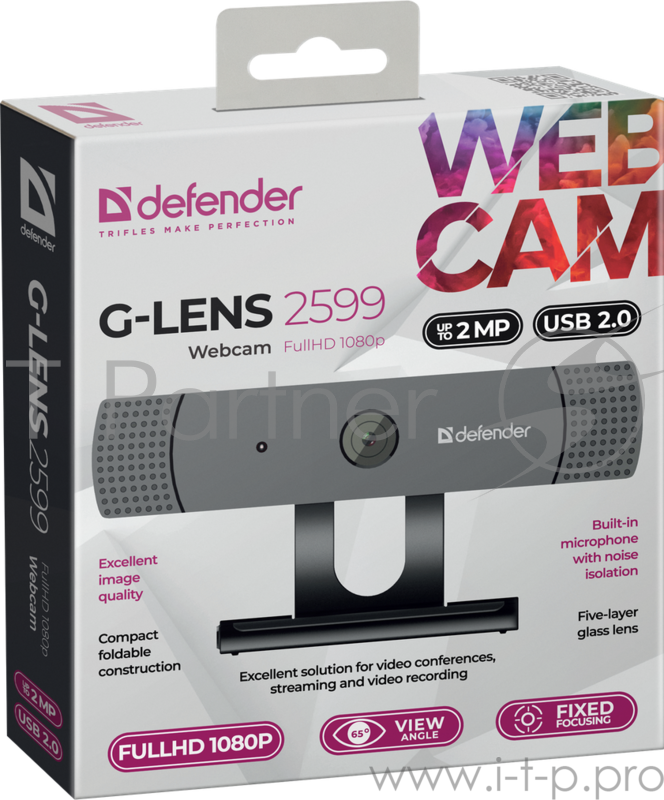 Веб-камера Defender G-lens 2599 FullHD 1080p, 2МП