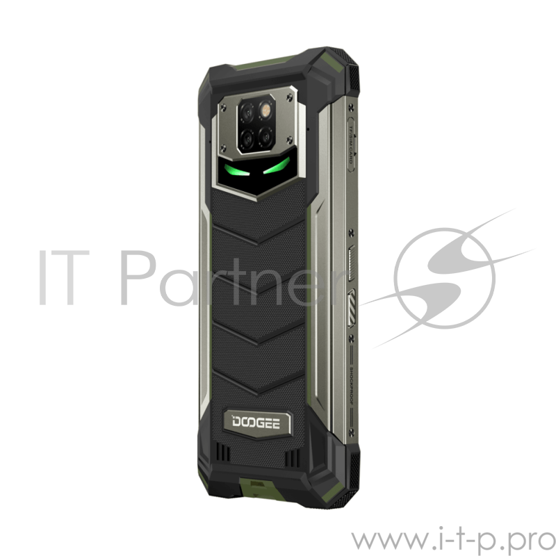 Смартфон Doogee Doogee S88 PRO Army Green, 6.3 1080x2340, 4x2,0GHz+4x2,1GHz, 8 Core, 6GB RAM, 128GB, up to 256GB flash, 21МП + 8МП + 8МП/16Mpix, 2 Sim, 2G, 3G, LTE, BT, Wi-Fi, NFC, GPS, Type-C, 10000 мА·ч, Android 10, 372 г, 171,6 ммx85,4 ммx18.7 мм