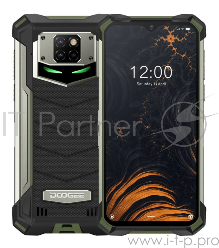 Смартфон Doogee Doogee S88 PRO Army Green, 6.3 1080x2340, 4x2,0GHz+4x2,1GHz, 8 Core, 6GB RAM, 128GB, up to 256GB flash, 21МП + 8МП + 8МП/16Mpix, 2 Sim, 2G, 3G, LTE, BT, Wi-Fi, NFC, GPS, Type-C, 10000 мА·ч, Android 10, 372 г, 171,6 ммx85,4 ммx18.7 мм