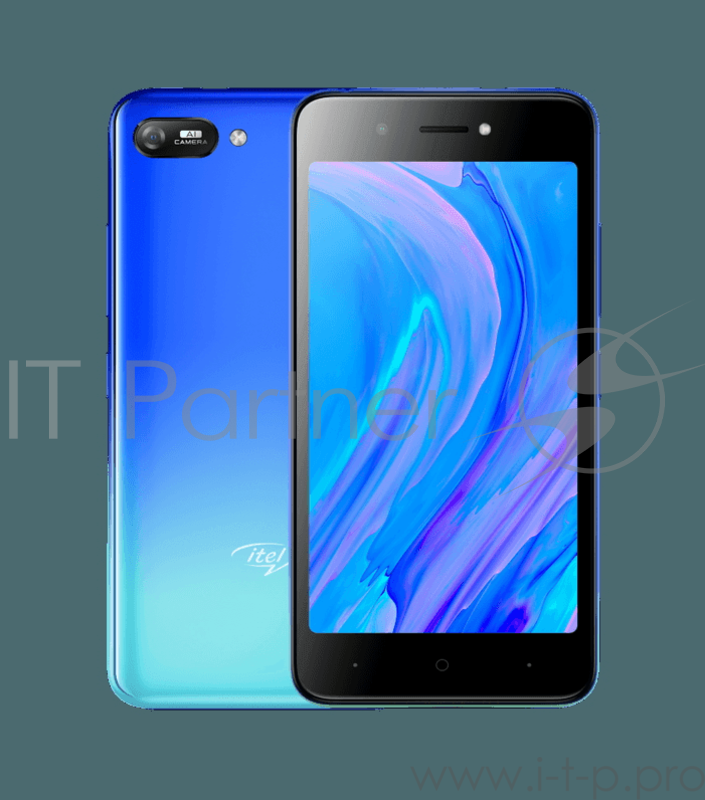 Смартфон Itel A25 L5002 Gradation Blue, 5 16:9 1280x720, 1.4GHz, 4 Core, 1 GB, 16GB, up to 32GB flash, 5 MP/2Mpix, 2 Sim, 2G, 3G, LTE, BT, Wi-Fi, GPS, Micro-USB, 3020mAh, Android 9 Pie (версия Go), 89g, 145,3 ммx72 ммx9,85 мм, face ID, Fingerprint, F