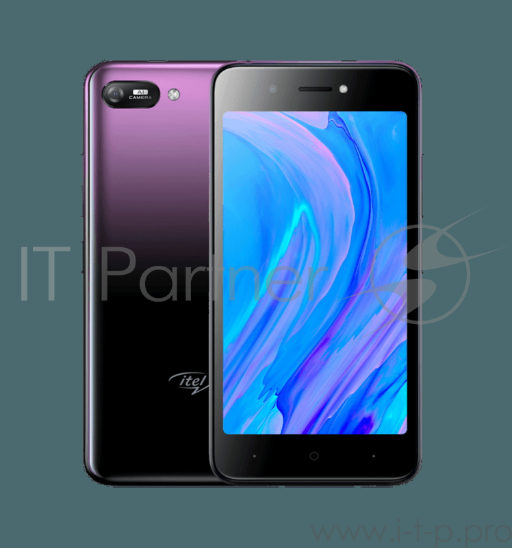 Смартфон Itel A25 L5002 Gradation Purple, 5 16:9 1280x720, 1.4GHz, 4 Core, 1 GB, 16GB, up to 32GB flash, 5 MP/2Mpix, 2 Sim, 2G, 3G, LTE, BT, Wi-Fi, GPS, Micro-USB, 3020mAh, Android 9 Pie (версия Go), 89g, 145,3 ммx72 ммx9,85 мм, face ID, Fingerprint,